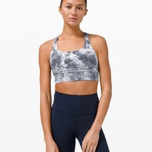Lululemon Energy Bra Long Line - Tie Dye Marble Dye Classic Navy - Size 10
